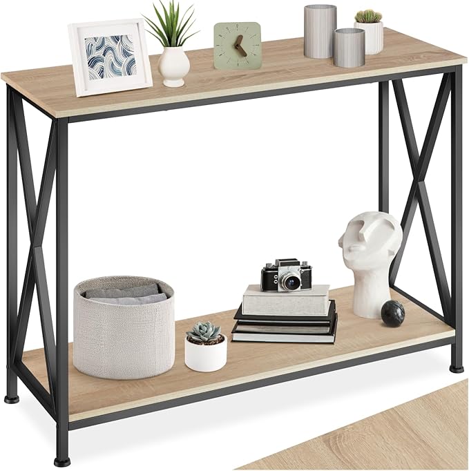 TecTake® Mesa Consola Recibidor Estilo Industrial Acero Madera 🪵