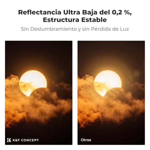 Detalle de K&F CONCEPT 67mm Filtro ND1000000 para Eclipse Solar – Certificado ISO 12312-2