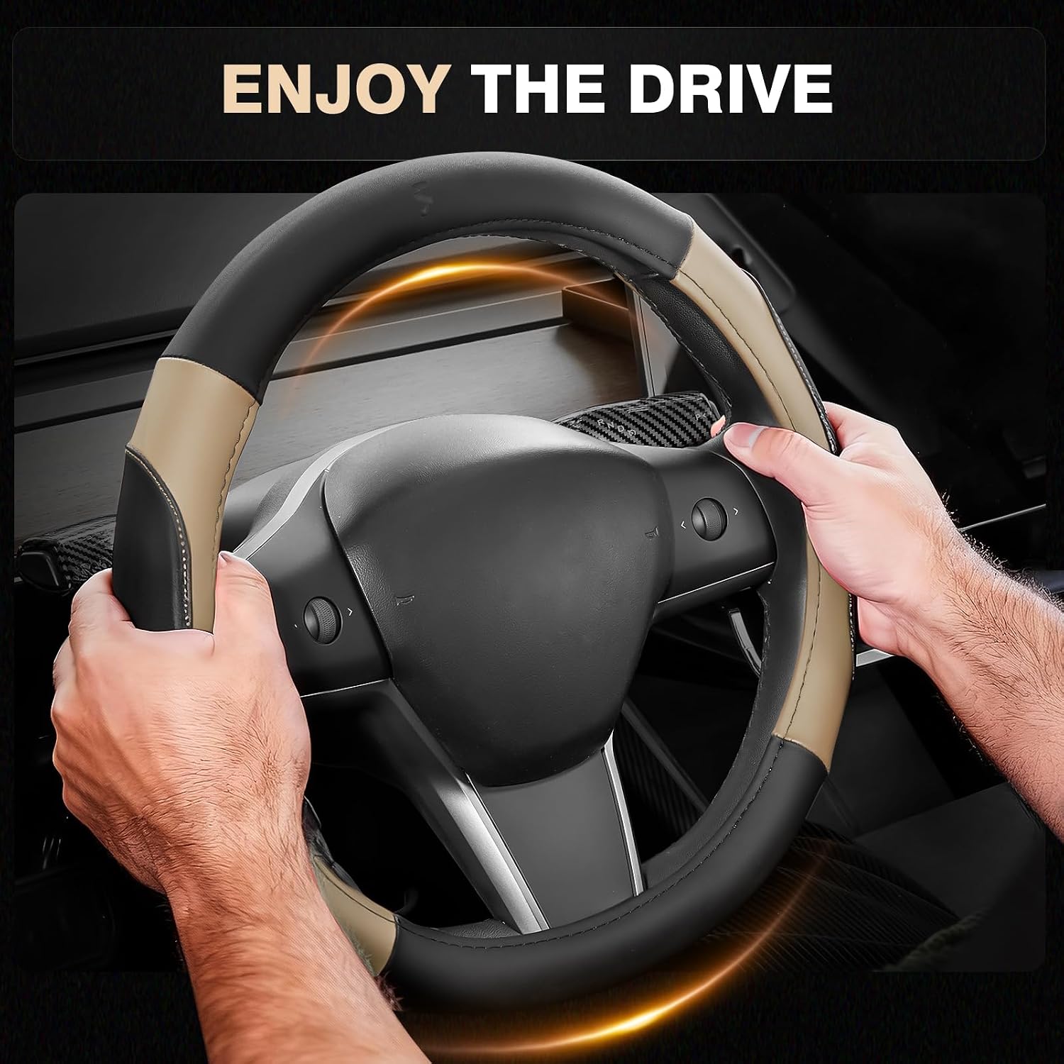 Detalle de FLORICH Steering Wheel Cover, Microfiber Leather