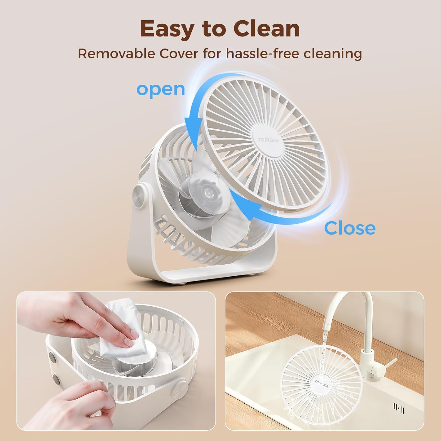 Thumbnail 6 de TriPole USB Desk Fan: 4.5 Inch, 360° Rotation, 3 Adjustable Speeds