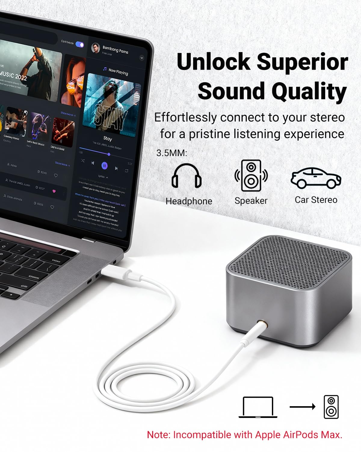 Detalle 2 de Seulliya USB C to 3.5mm Aux Cable 24bit