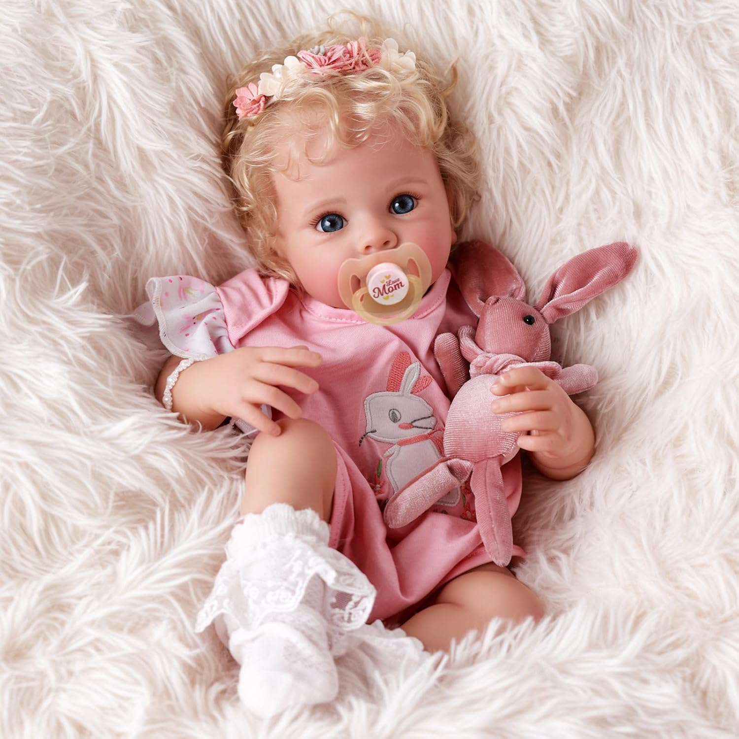 Thumbnail 4 de JIZHI Reborn Girl 17-Inch Realistic Baby Doll with Soft Cloth Body and Hand Rooted Hair