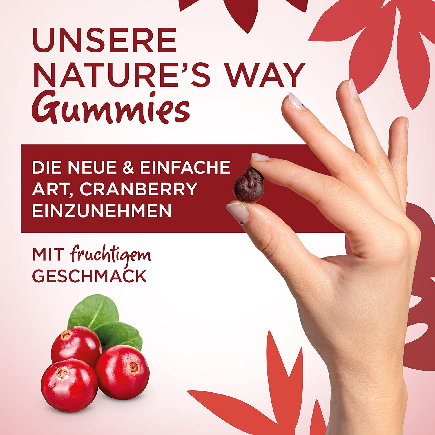 Detalle de Cranberry Gummibärchen 3in1 mit D-Mannose und Vitamin C (60 Stück) – als Alternative zu Cranberrypulver