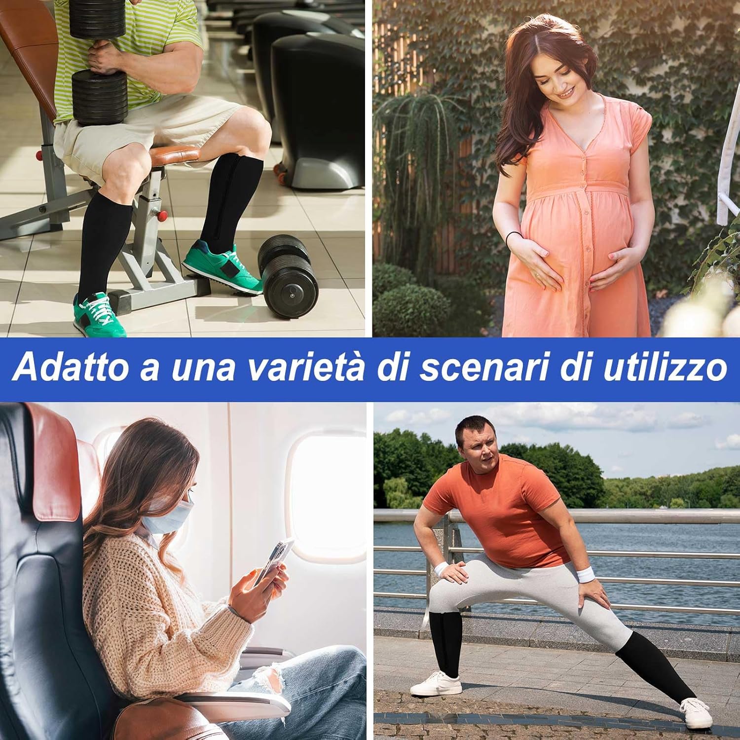 Thumbnail 6 de PUTUO Calze a Compressione Graduata con Cerniera – Taglie Forti 2XL a 7XL per Uomo e Donna
