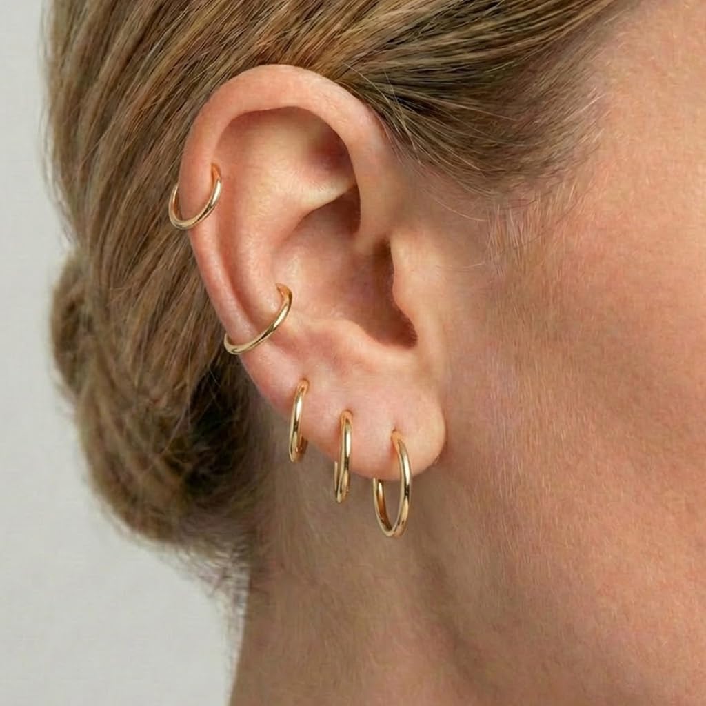 Detalle de Gokeey Huggie Hoop Earrings 316L Stainless Steel