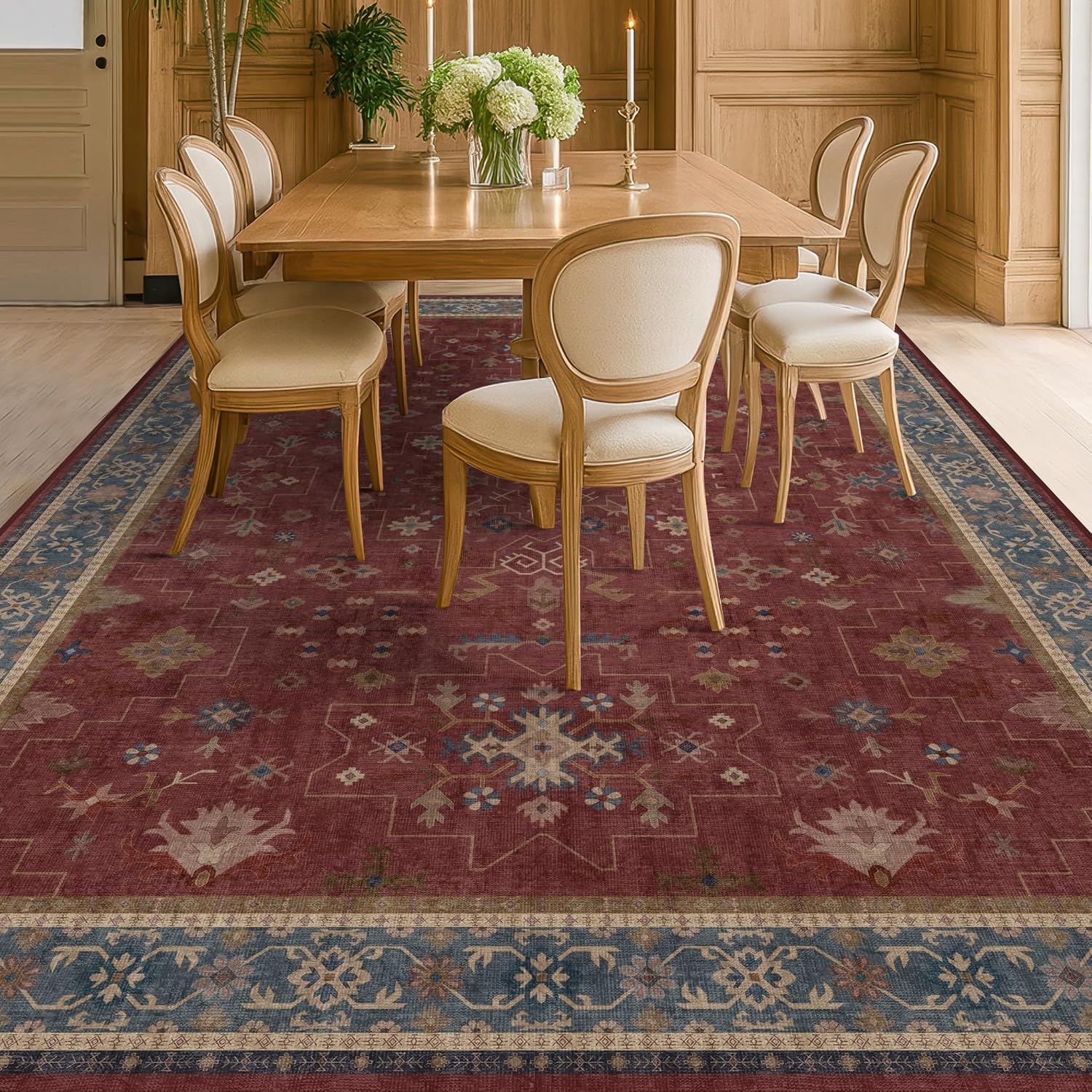 Detalle de Hazo Haus Moroccan Rug 10 x 14 in, Dark Red