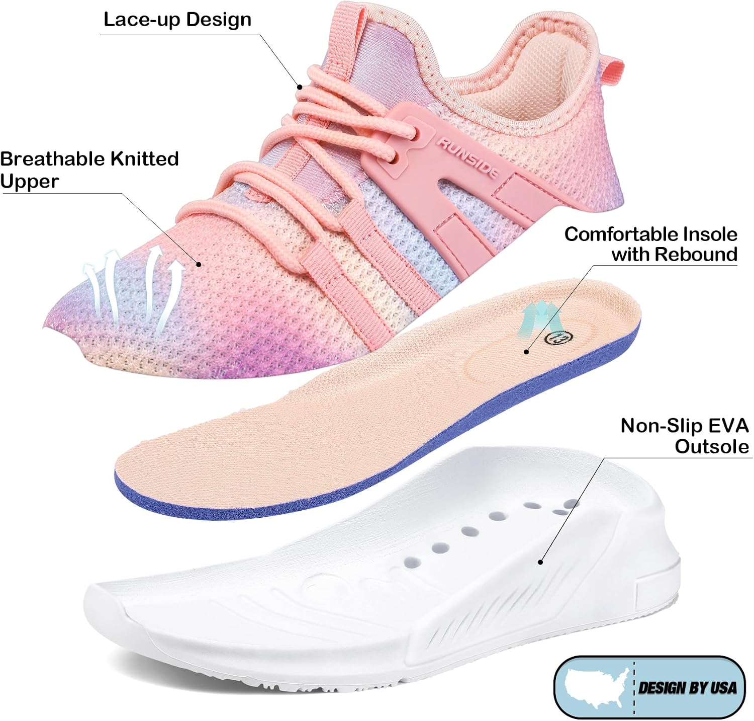 Thumbnail 4 de RUNSIDE Girls Tennis Shoes Lightweight 1️⃣