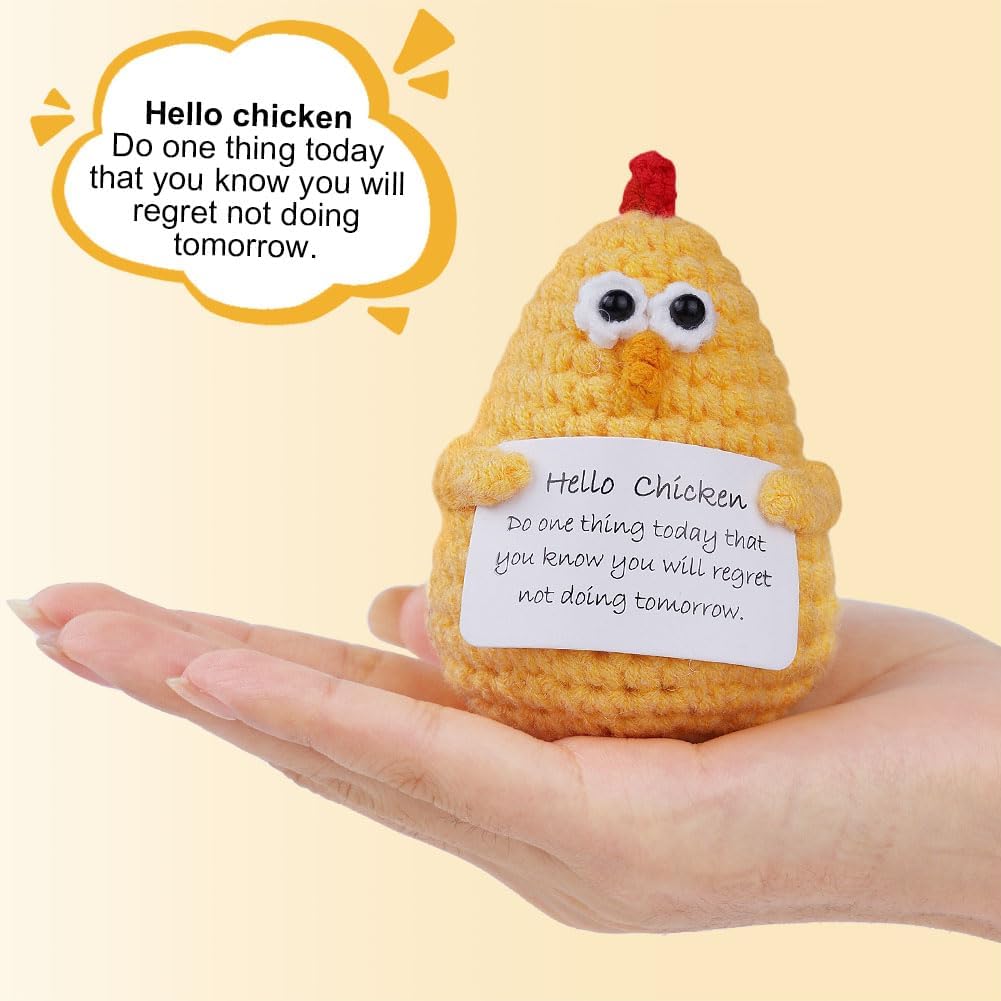 Detalle 1 de Aolso f2bf3de8-1204-4daf-85f9-5d0612edf1c8 Knitted Yellow Chicken Positive Doll