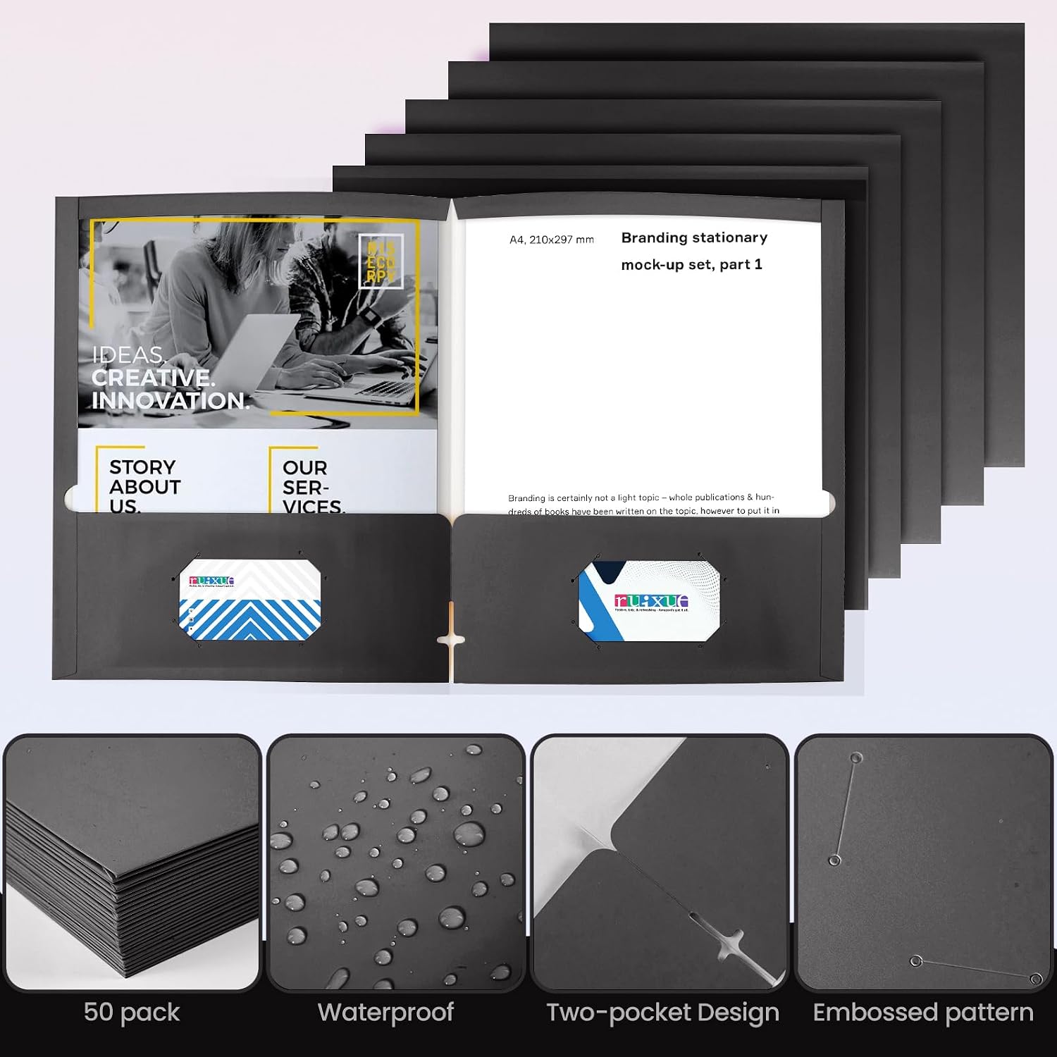 Detalle 2 de BIBRADAA Two-Pocket Folders, 50-Pack