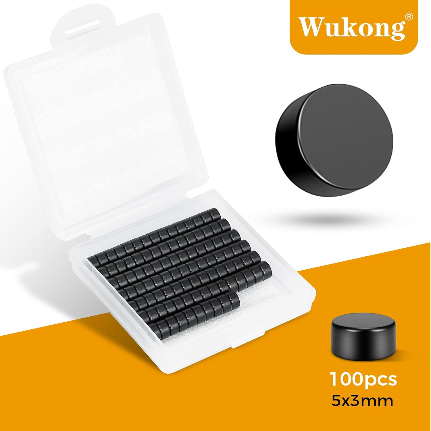 Detalle de Wukong lot de 100 aimants en néodyme noirs 5 x 3 mm pour frigo, tableaux blancs et projets de bricolage