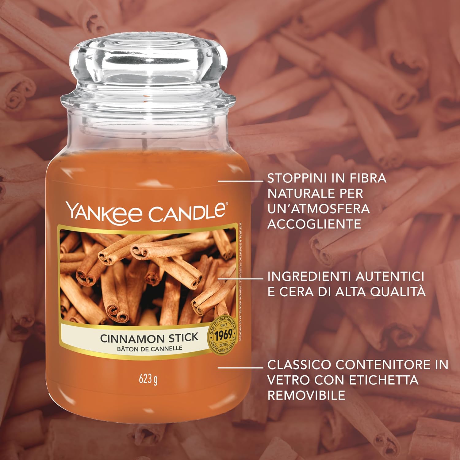 Thumbnail 4 de Yankee Candle Candela profumata in giara grande alla cannella (bastoncino di cannella) con durata fino a 150 ore