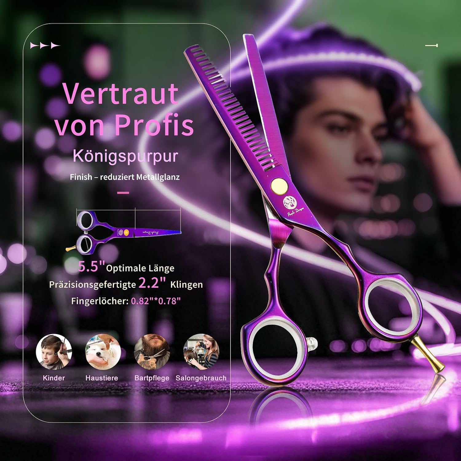 Detalle 2 de Purple Dragon Haarschere 5,5 Zoll ✂