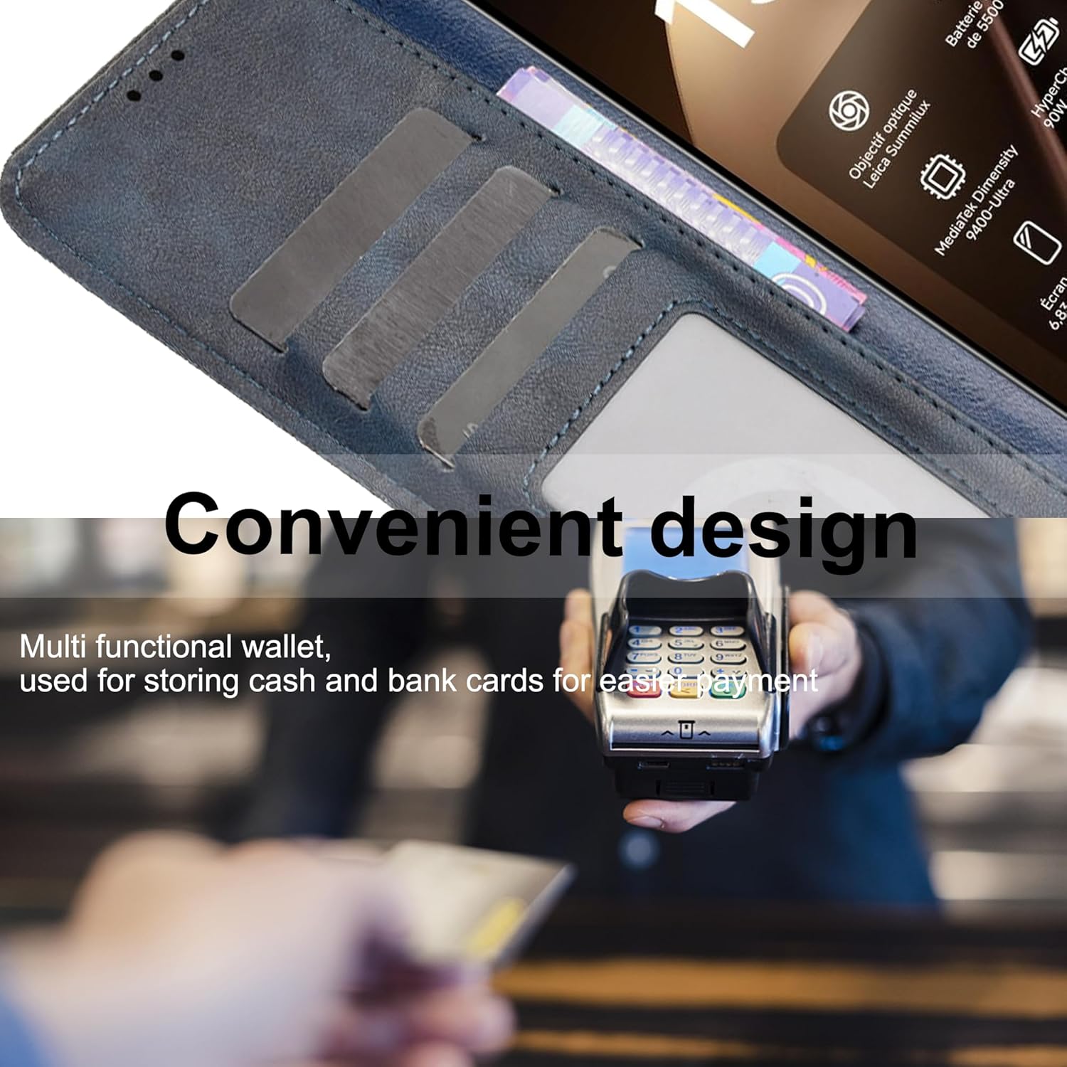 Thumbnail 3 de Fitudoos Hülle für Xiaomi 15T Pro – Leder Klapphülle mit RFID, Standfunktion, Magnetverschluss, Blau
