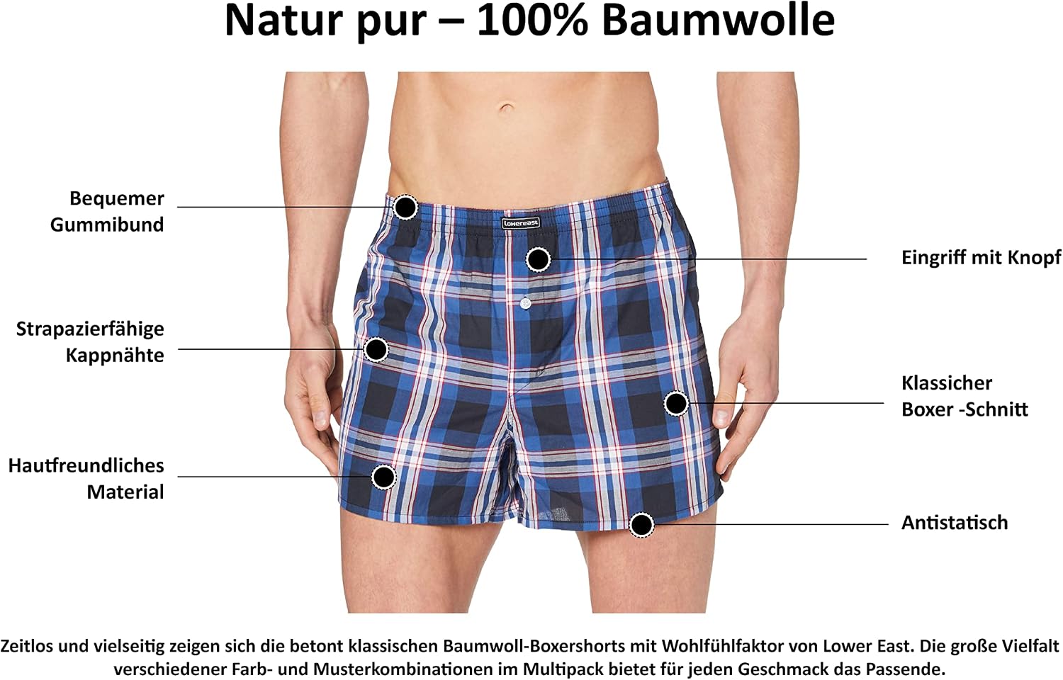 Thumbnail 5 de Lower East American Boxershorts Herren 100% Baumwolle