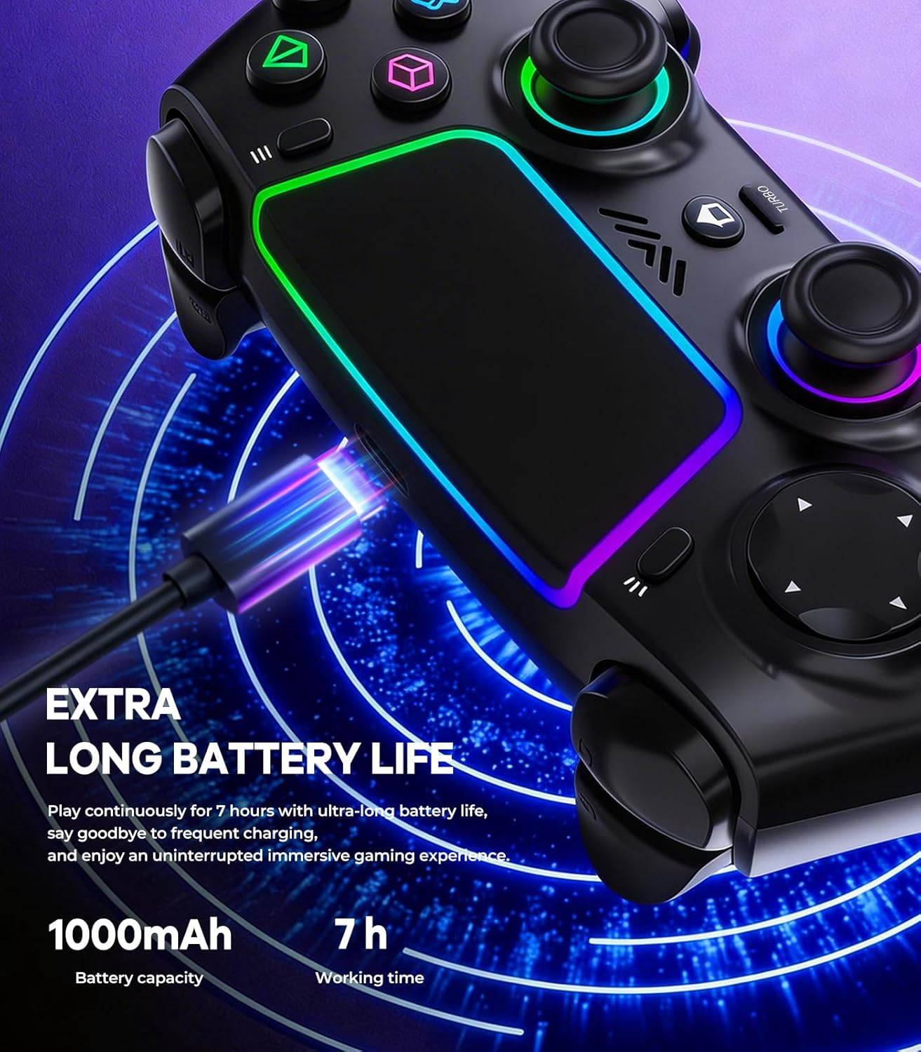 Thumbnail 3 de SZPACMATE Manette Sans Fil Multi-Plateformes avec Éclairage RGB et Joystick Hall
