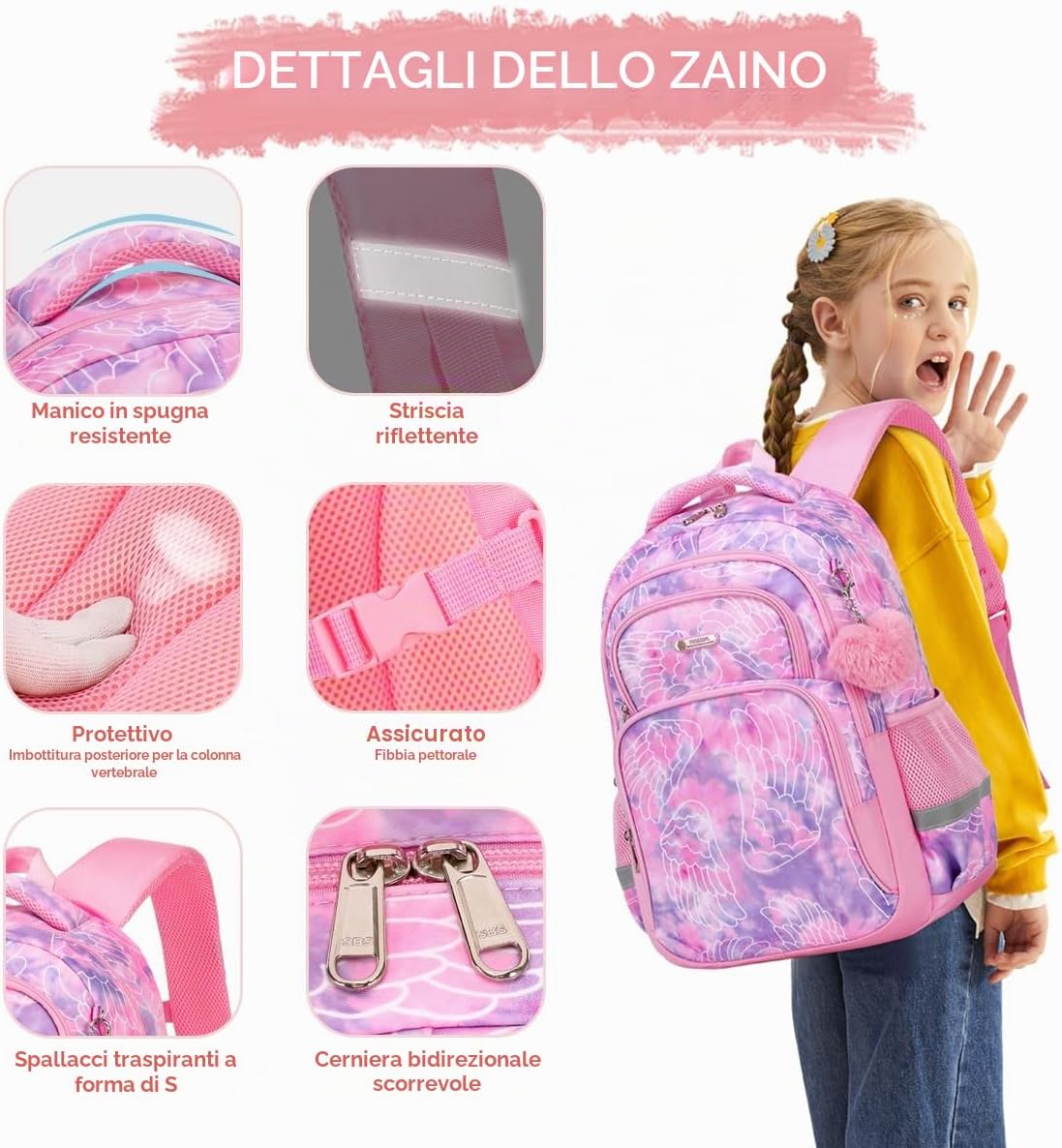 Thumbnail 3 de Zaino escolares Zaini per bambini per ragazze 43 x 33 x 17,5 cm: ergonomico, resistente e versatile
