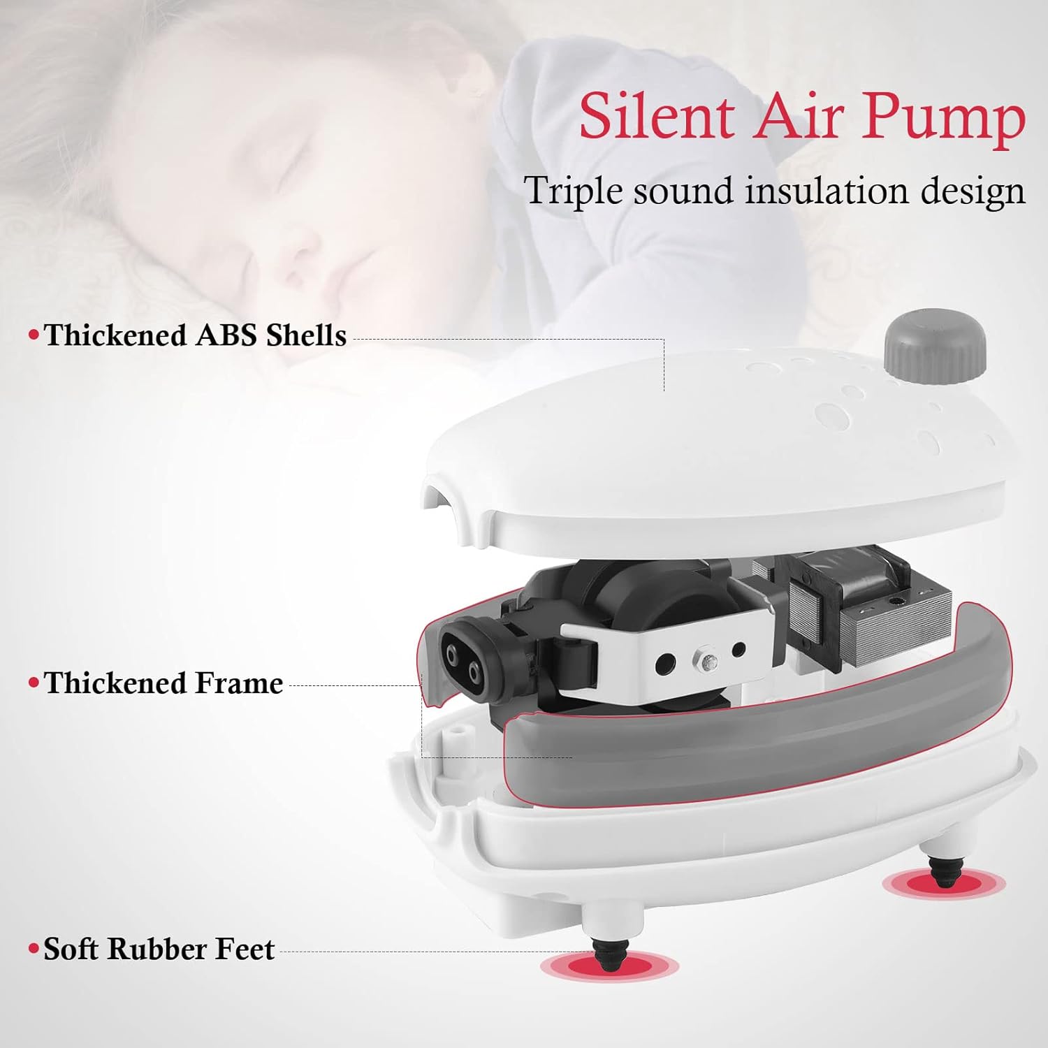 Detalle de PYPABL 3W Aquarium Air Pump (300L/H) – Silent Adjustable Bubbler for Fish & Turtle Tanks