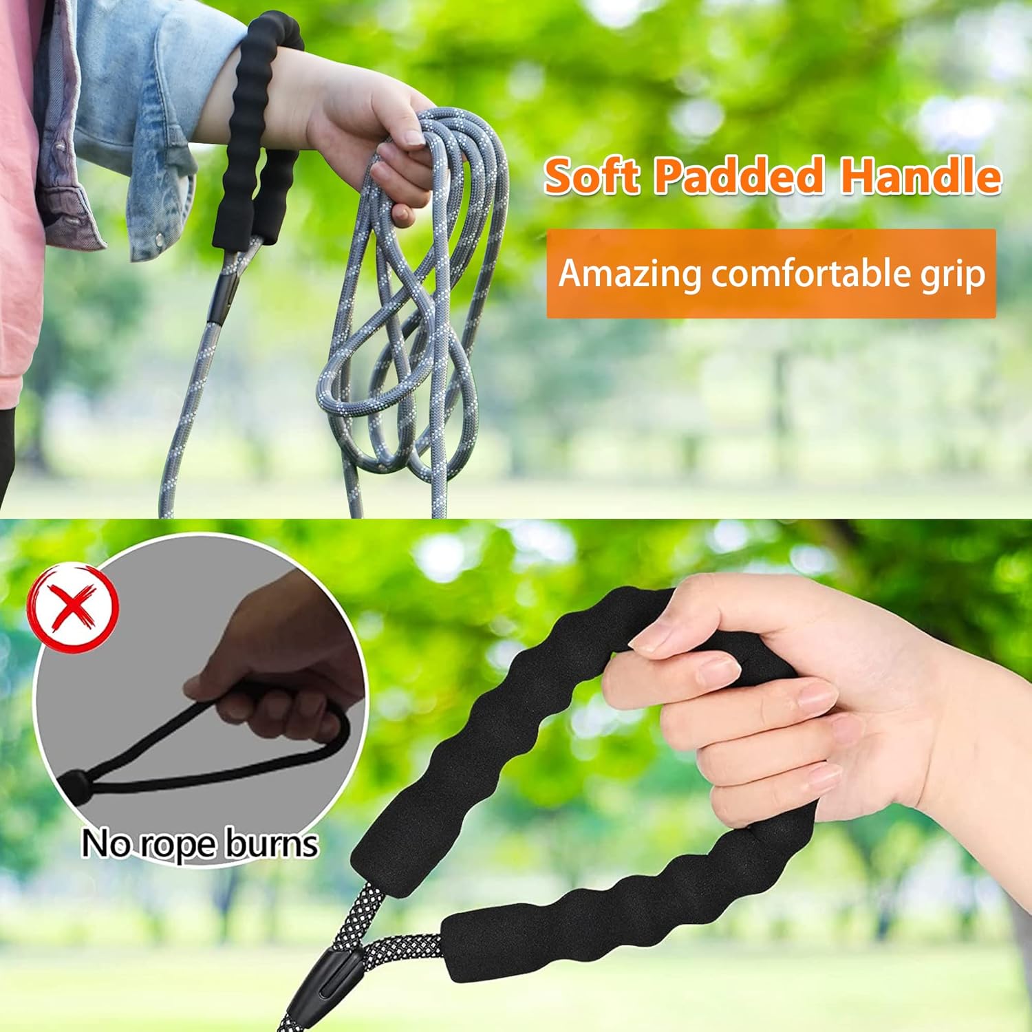 Detalle de NTR Heavy Duty Dog Leash (30FT) Reflective Rope with Swivel Lockable Hook and Padded Handle