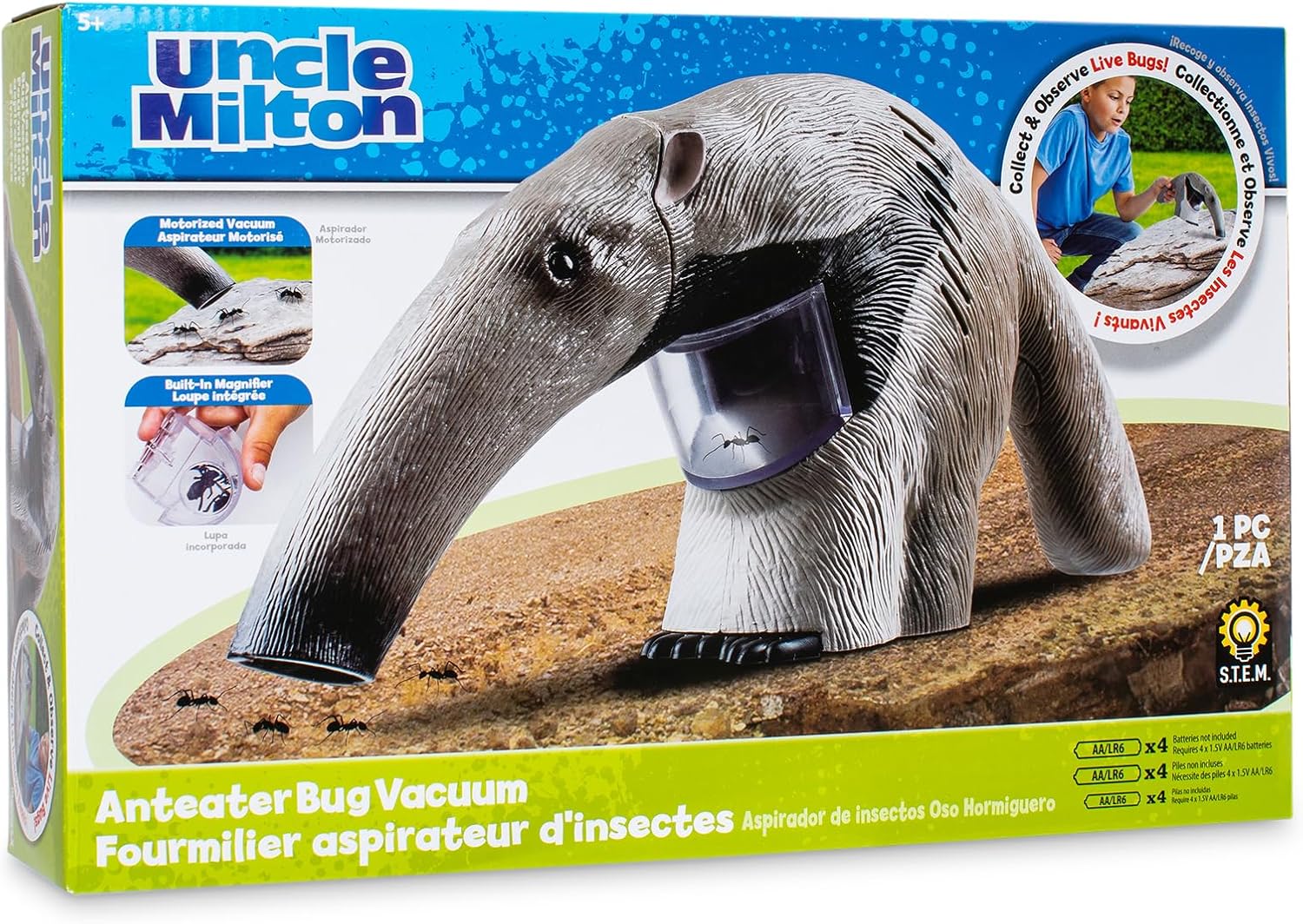 Detalle 2 de Basic Fun 14998 Ameisenbär-Käfersauger aus Plastik – Spielzeug für das Beobachten von lebenden Insekten