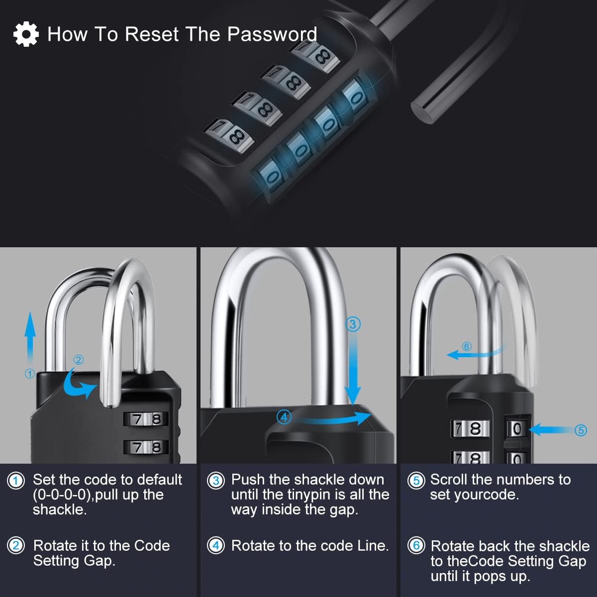 Thumbnail 3 de 4-Pack 4-Digit Combination Padlock (Weatherproof) by Diyife for outdoor lockers, sheds and gates