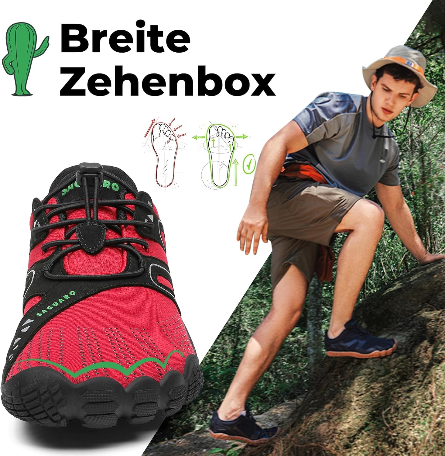 Thumbnail 2 de SAGUARO Unisex Barfußschuhe Outdoor – Barfuß Traillaufschuhe mit Zero-Drop-Sohle (Gr. 36–48)