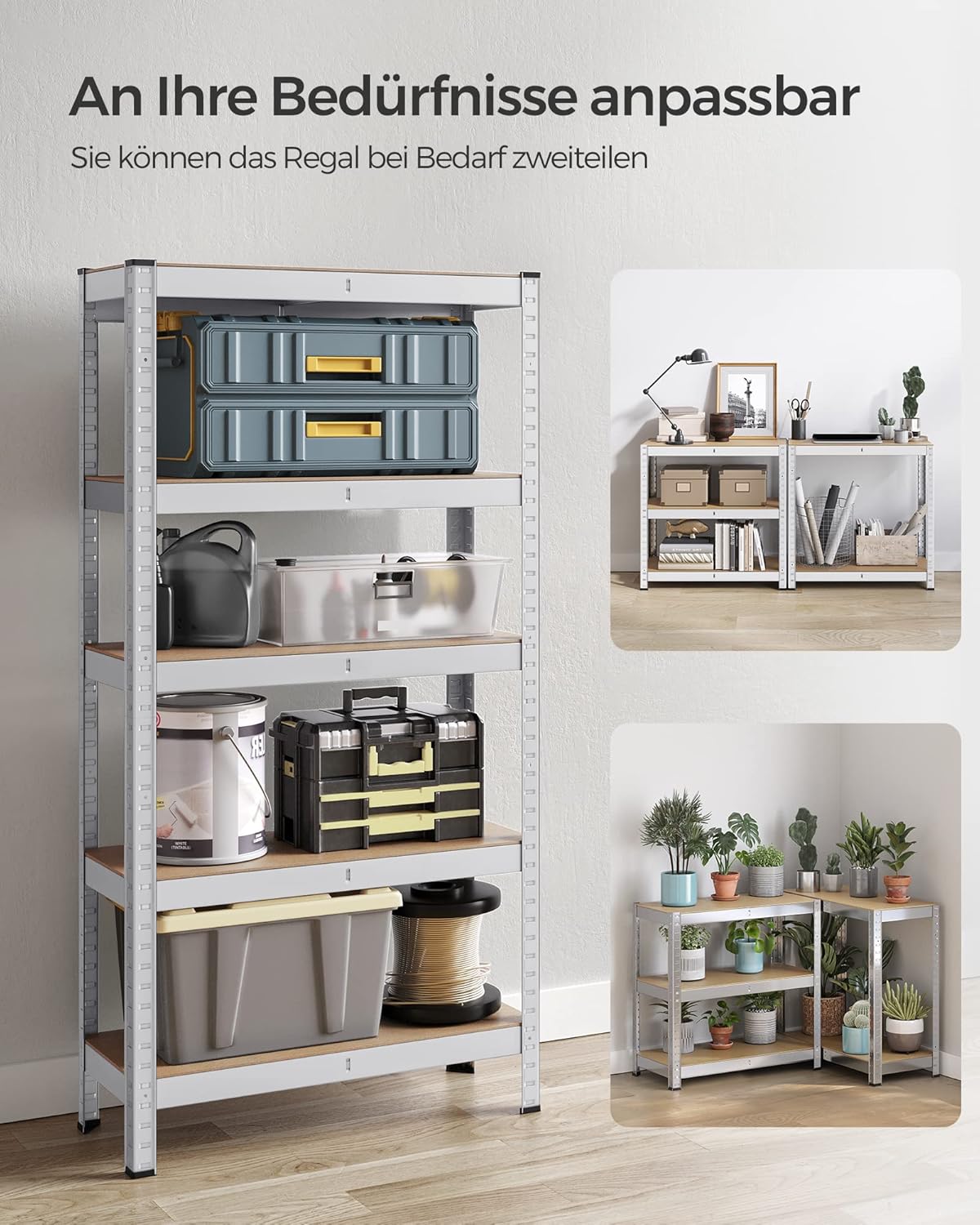 Thumbnail 6 de SONGMICS Schwerlastregal GLR030E02 im 2er-Set (30 x 75 x 150 cm) mit 5 höhenverstellbaren Ablagen, bis 650 kg belastbar