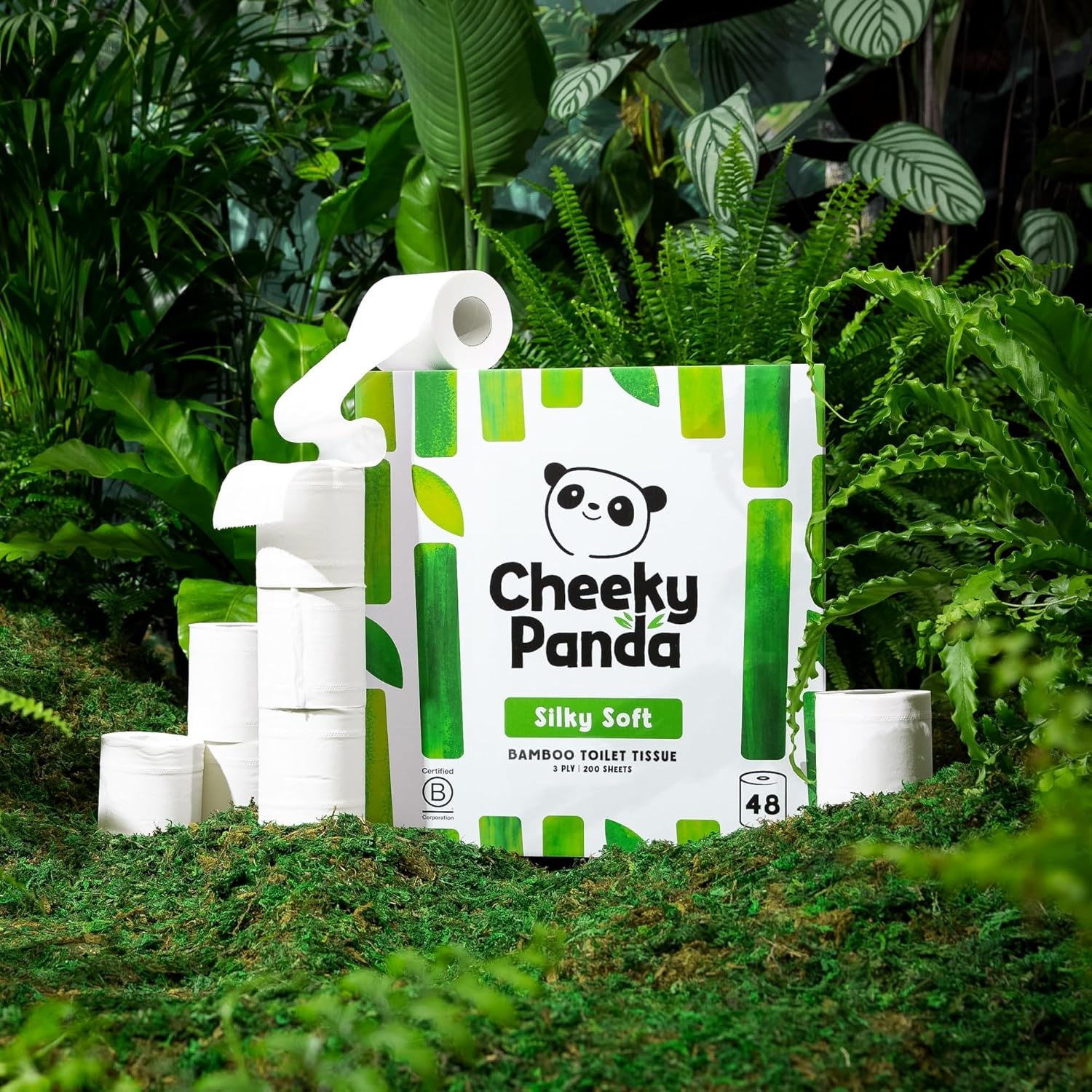 Thumbnail 1 de The Cheeky Panda Bamboo Toilet Rolls Bulk Buy (48 rolls) – 3 ply bamboo tissue with plastic-free packaging