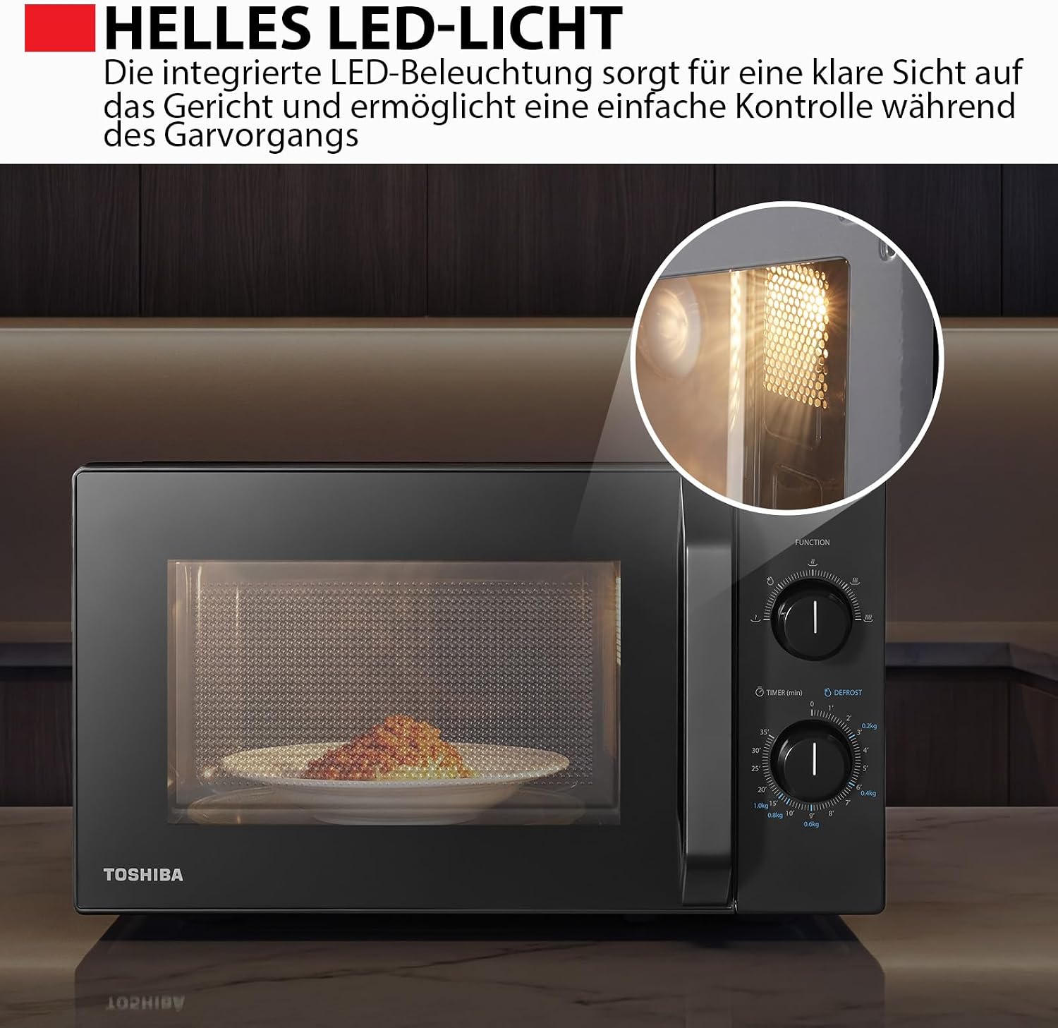 Thumbnail 6 de Toshiba MW2-MM20PE(BK) Freistehend Mikrowelle – 20 L, 700 W, LED-Innenbeleuchtung