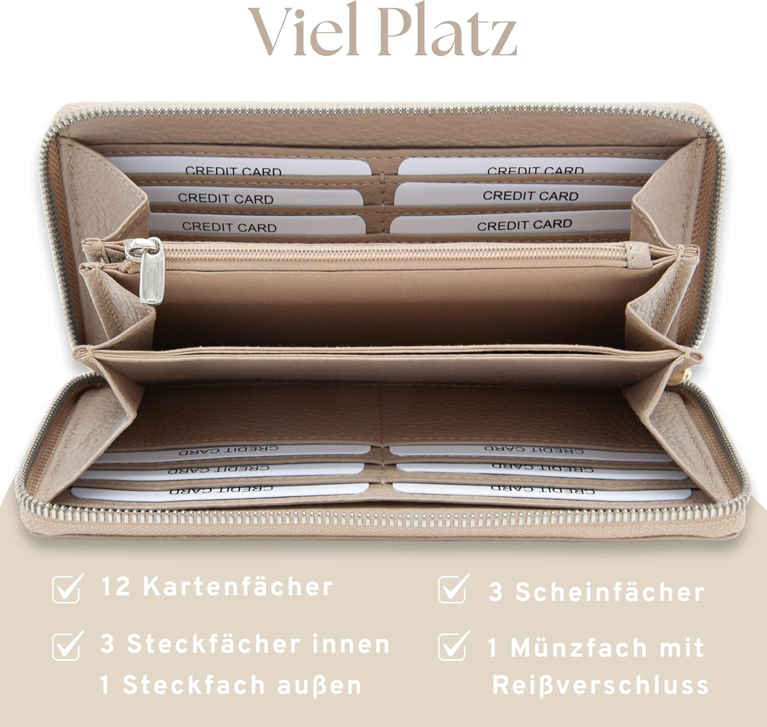 Thumbnail 3 de Baur Damen Geldbörse – Echtes Leder mit RFID-Schutz und Rundum-Reißverschluss