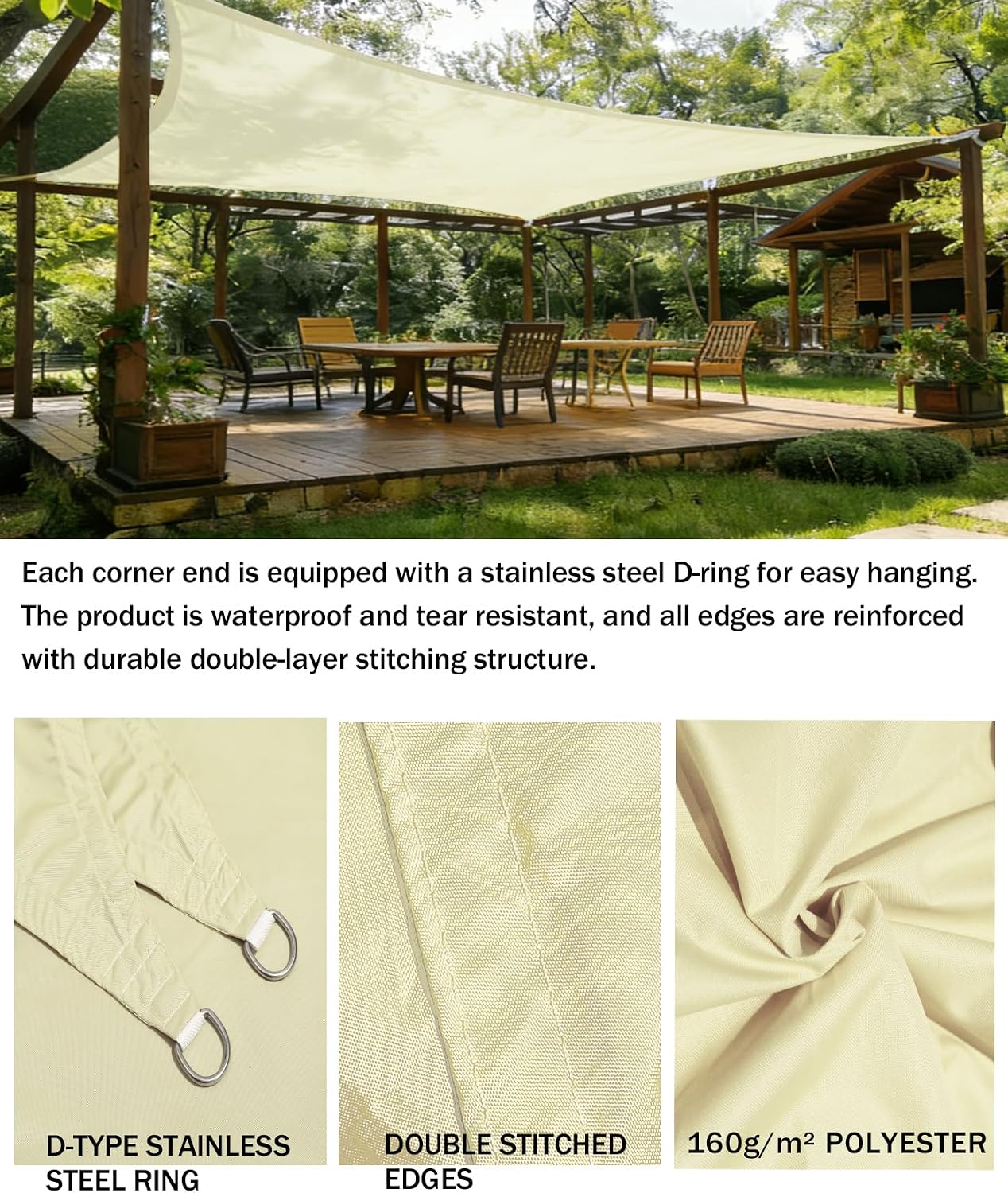 Thumbnail 2 de FXOIIK 3x3x3m Triangular UV Shade Sail