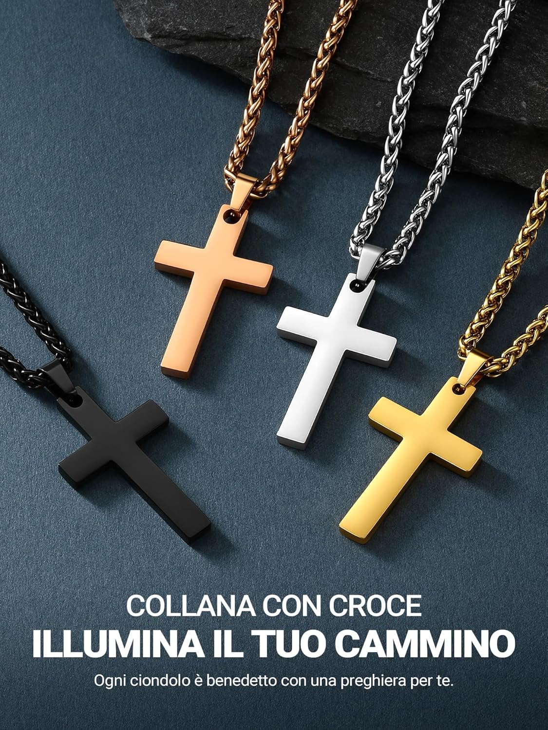 Thumbnail 5 de Collana con pendente a croce PROSTEEL in acciaio 316L (senza nichel), con confezione regalo