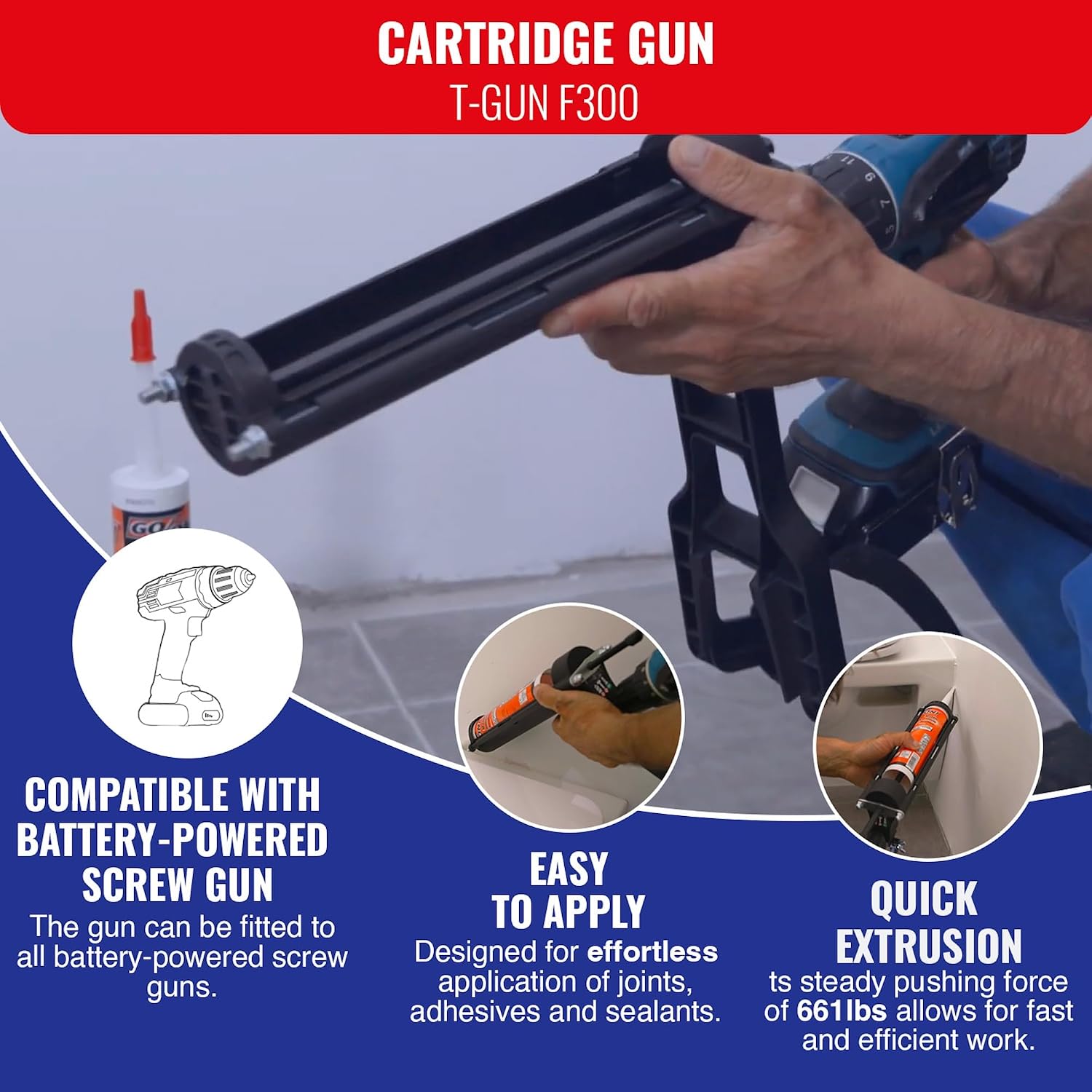 Detalle de TIVOLY T-Gun F300 Cartridge Gun for Ø1.96" Cartridges – Flexible, Drills & Screws Ready