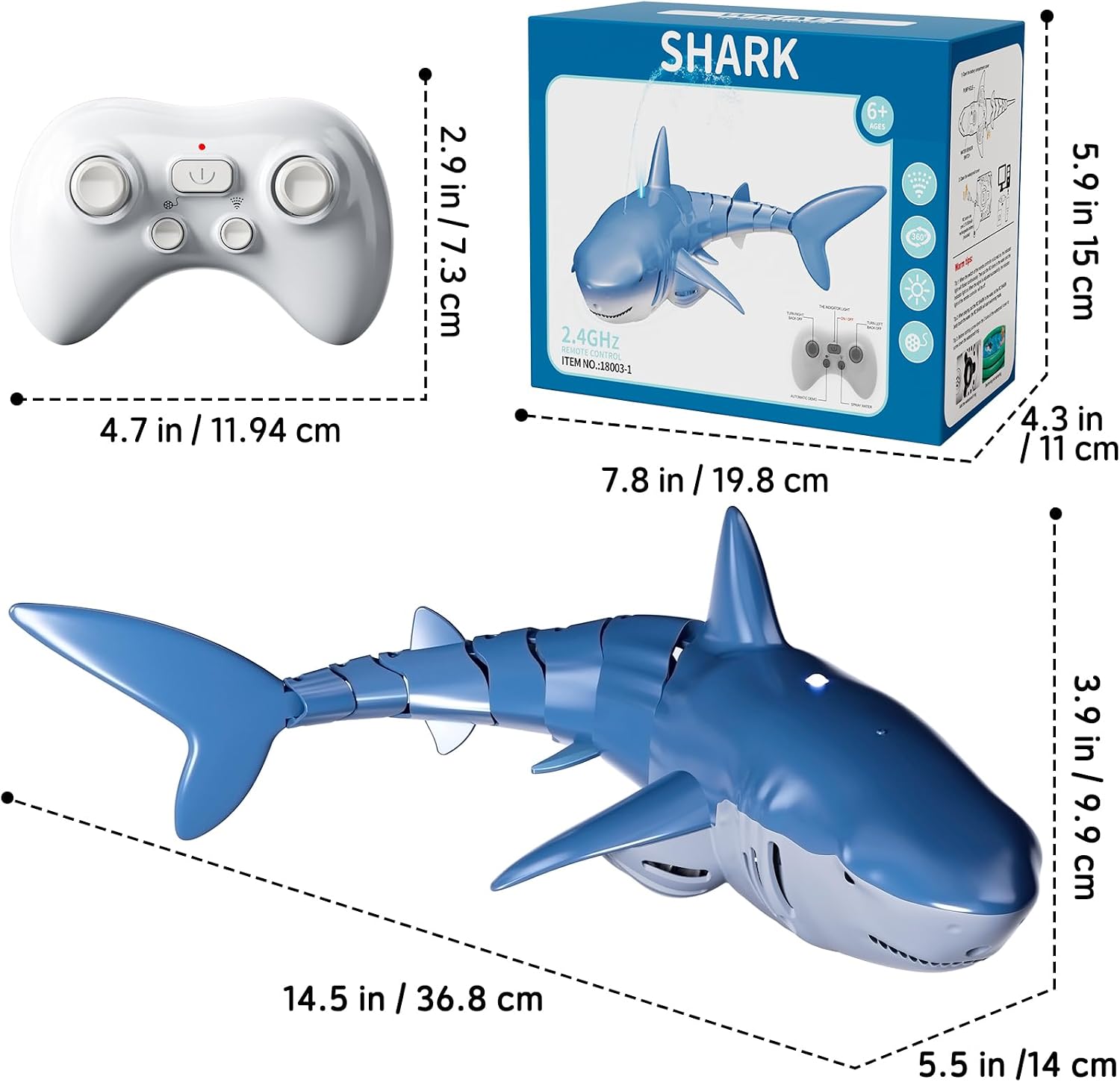 Thumbnail 6 de WATUDOU Remote Control Shark Toy, 1:18 Scale