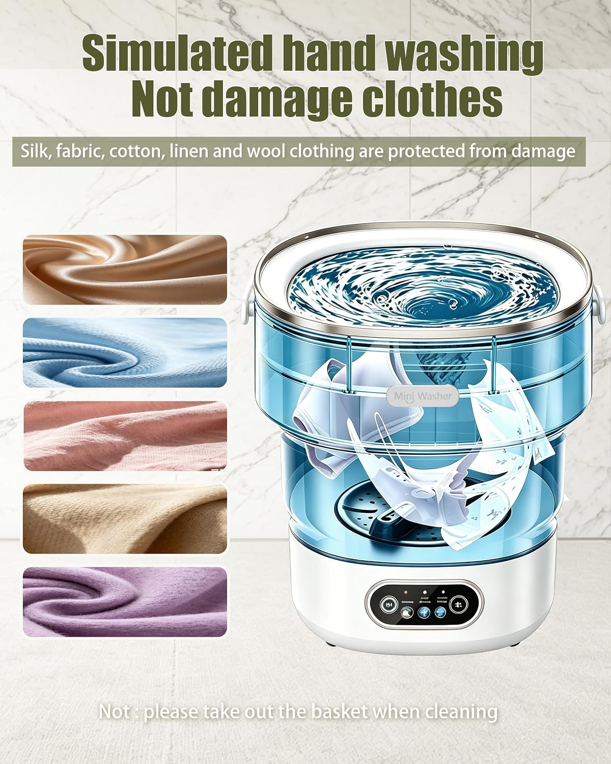 Detalle de Zeynor 20L Mini Portable Washing Machine, Foldable Top-Load Washer