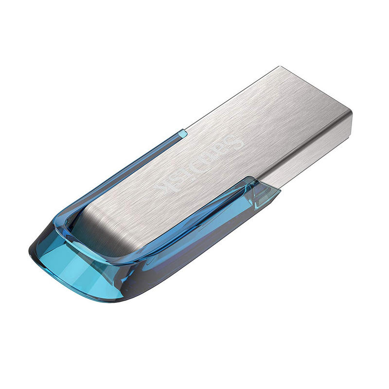 Detalle 2 de SanDisk Ultra Flair 64GB USB 3.0 Azul: velocidad, durabilidad y cifrado para tus archivos