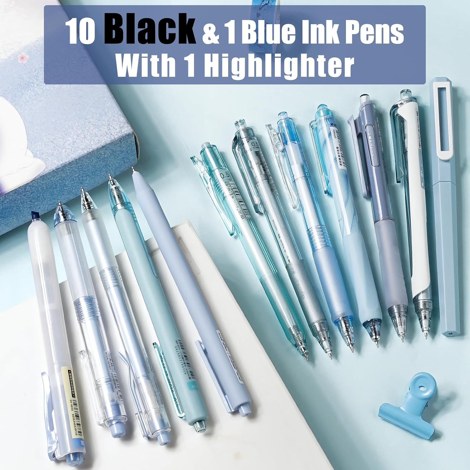 Detalle de Four Candies Gel Pen Set (Pack of 12) 0.5mm Fine Tip – Ocean Series macaron-style pens for school, office & journalling