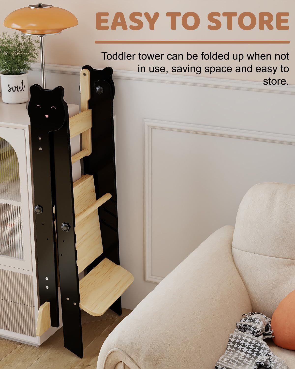 Thumbnail 4 de SOINMTY WJ03003-BK Foldable Toddler Tower, Black, 3 Adjustable Heights