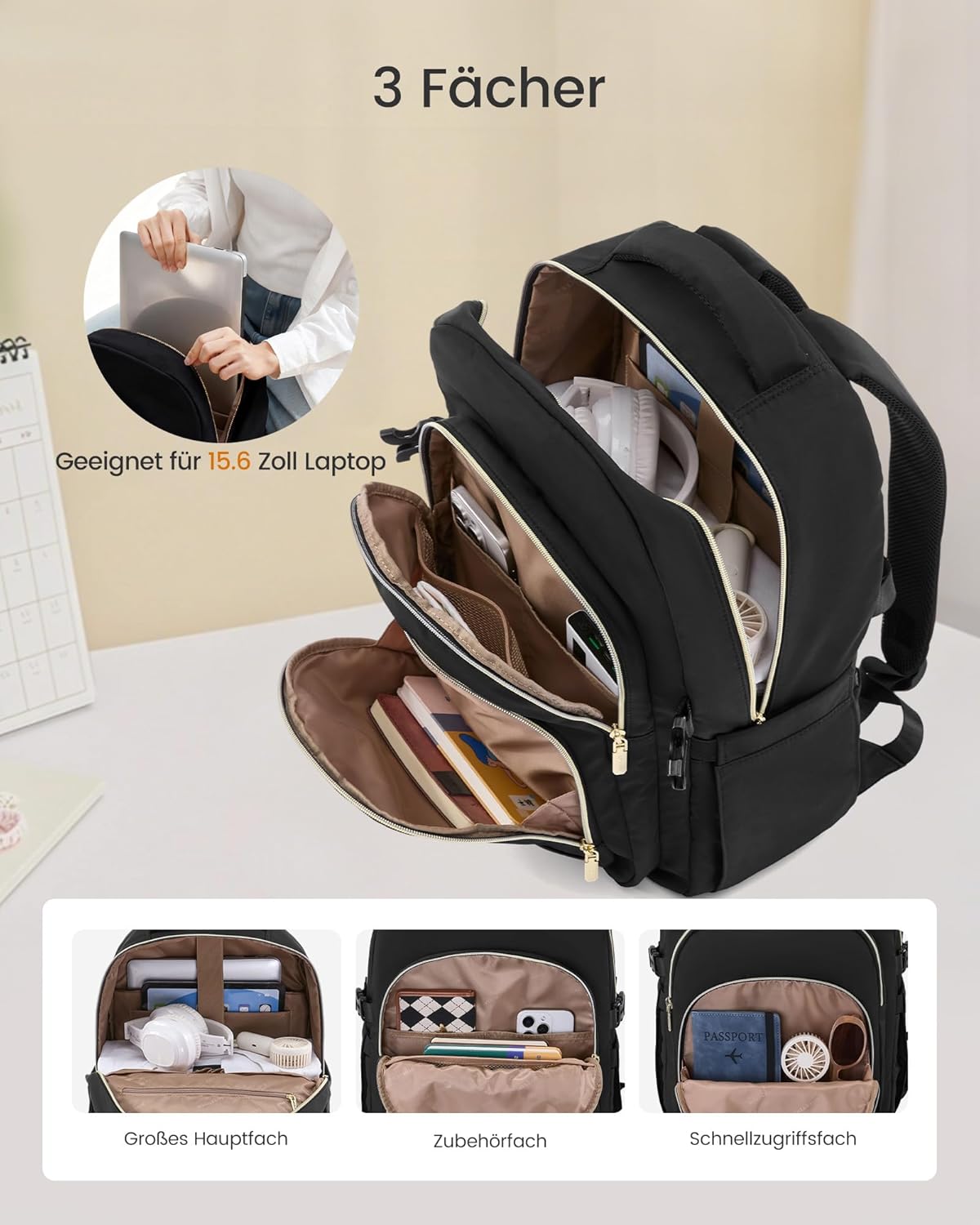 Detalle de LOVEVOOK Rucksack Damen 15,6 Zoll Laptop