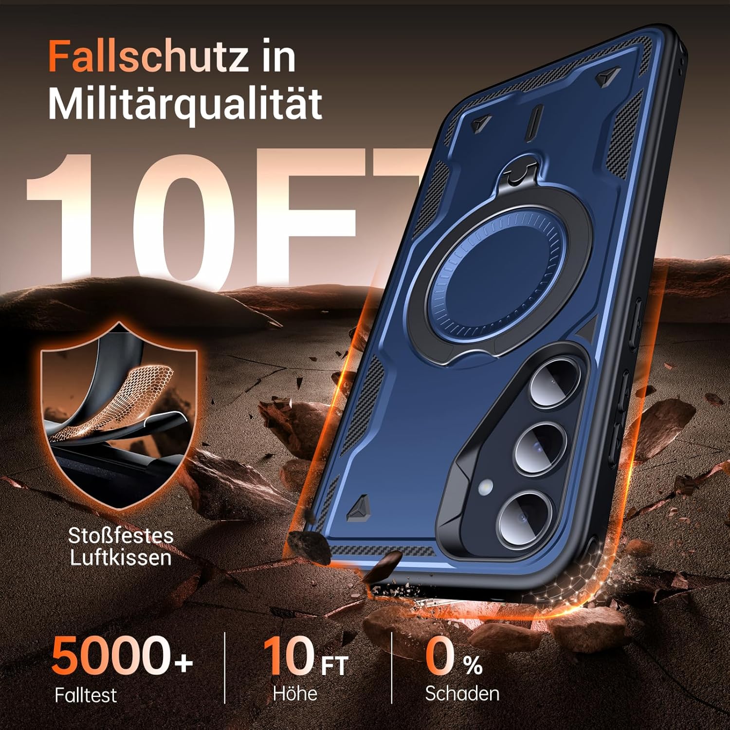 Thumbnail 1 de WYUIC Schutzhülle für Samsung Galaxy A55 5G mit 360° rotierendem Magnetring, stoßfest & kratzfest (blau)