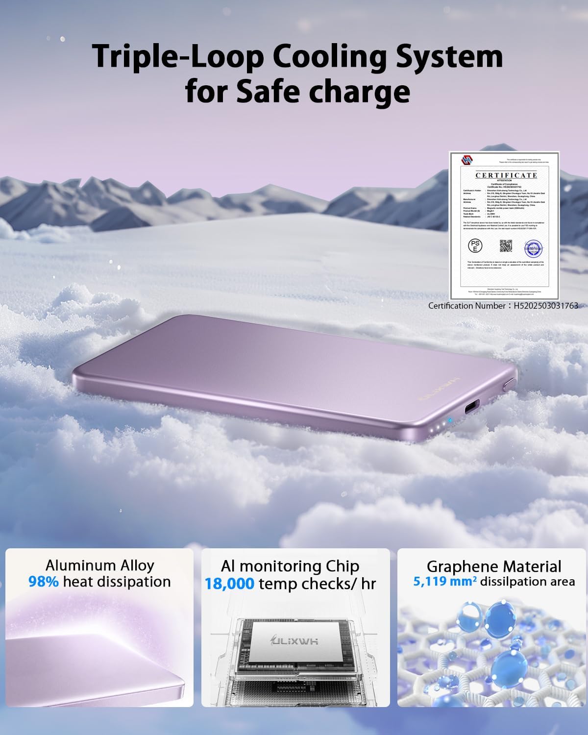 Detalle 2 de ULiXWH MagS-1 Magnetic Power Bank, 5000mAh, 0.3-Inch Alloy Design