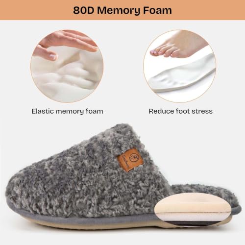 Detalle de EverFoams Women's Fuzzy Slippers Memory Foam Warm Shoes – Light Grey (UK 5–6)