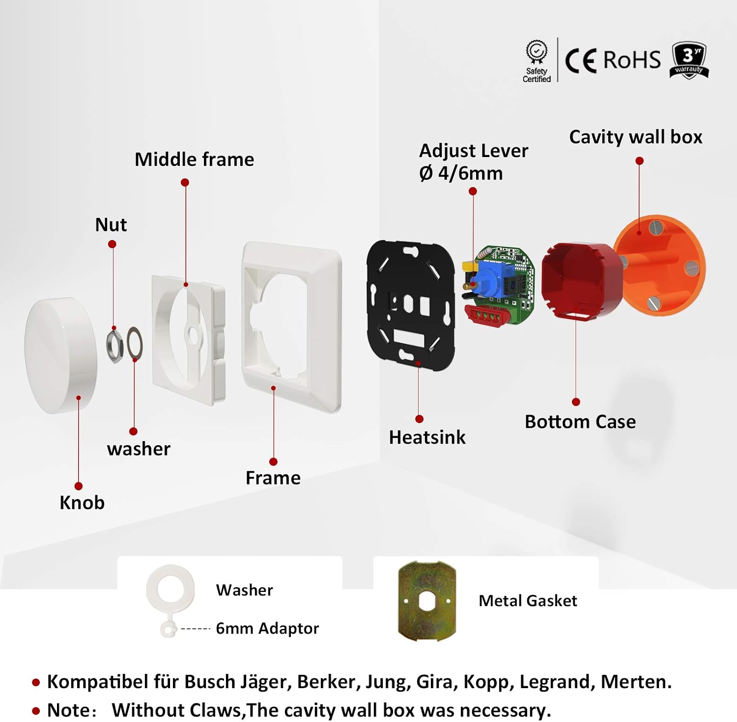 Detalle 2 de iolloi LED Dimmer Schalter 3–150W für LEDs