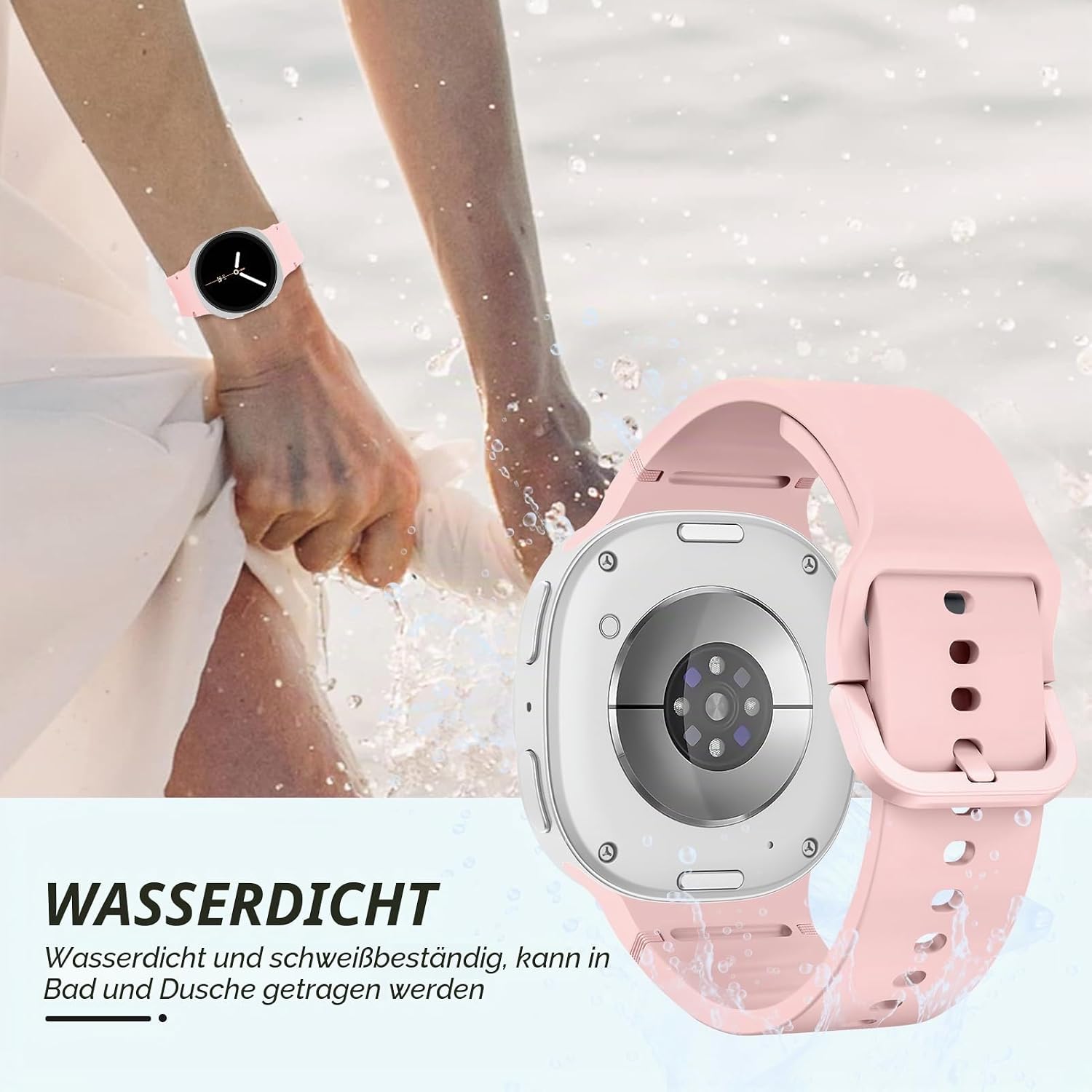 Detalle de Sport Band für Samsung Galaxy Watch 8 & Classic – Weiches Silikonarmband, 20–22 mm, Ersatzband