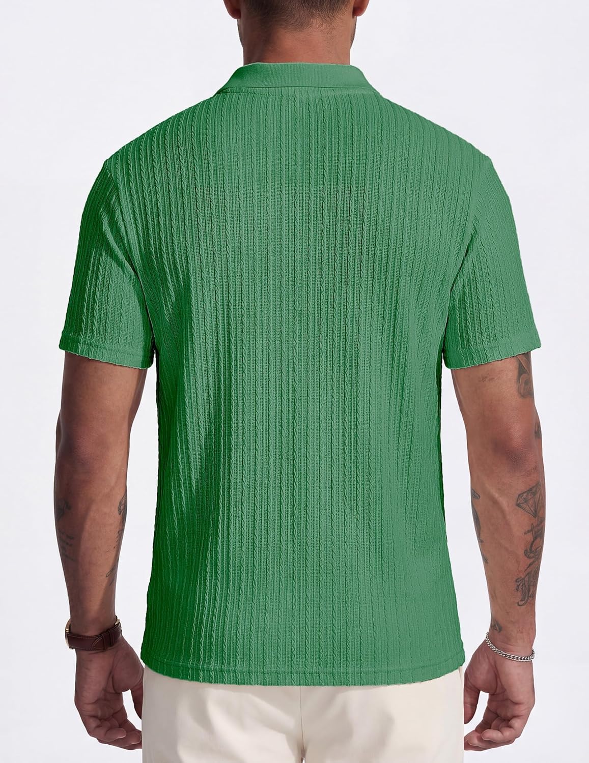 Thumbnail 4 de JMIERR Mens Casual Polo Shirt: Vintage Knit Summer Polo