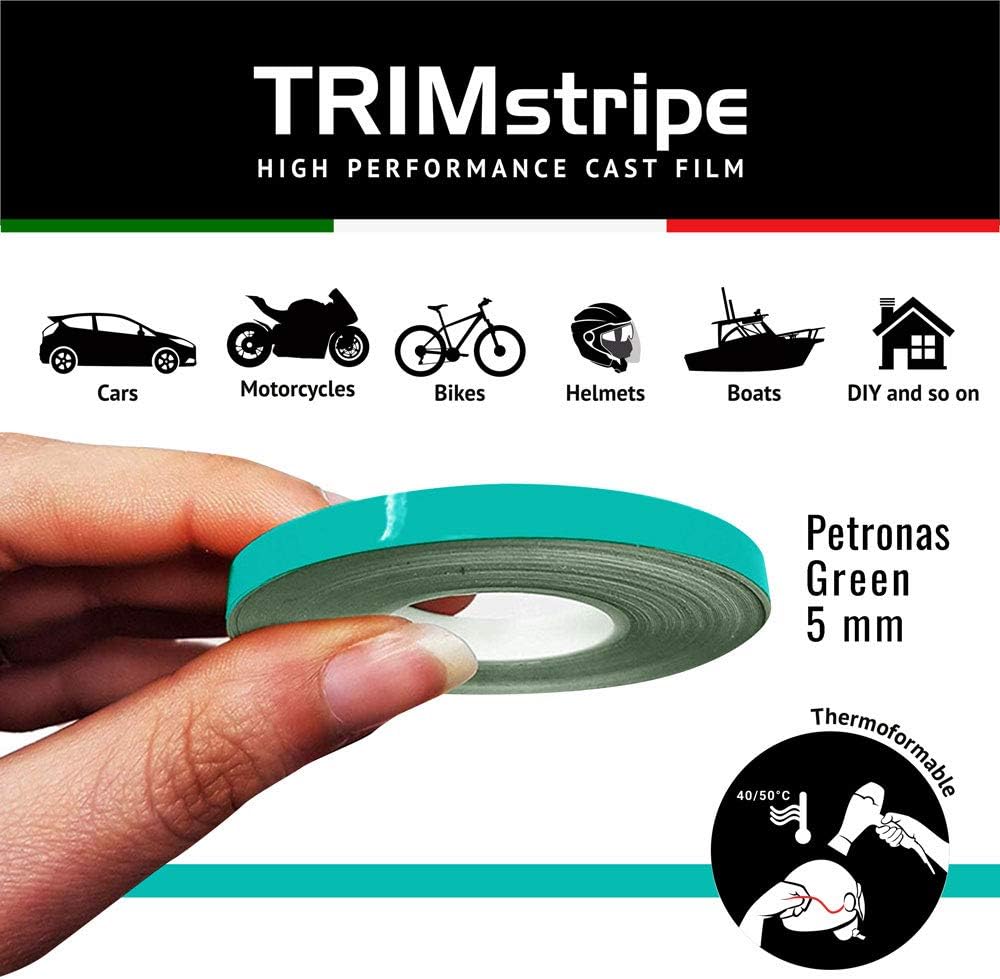 Thumbnail 1 de 4R Quattroerre.it 10471 Trim Stripes Adhesive Strips for Cars, Petronas Green, 5 mm x 10 m