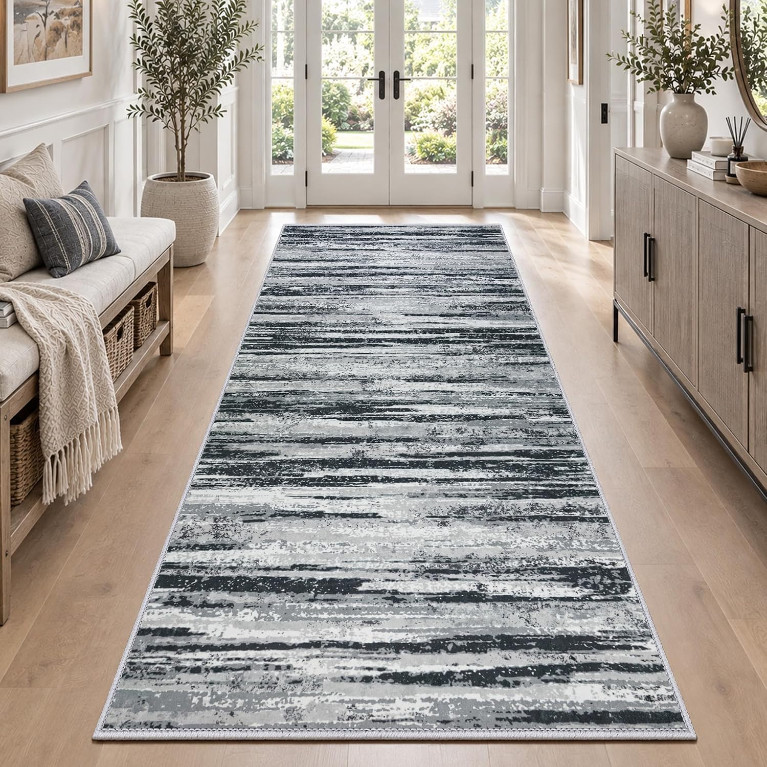 Detalle de VSIWB Y0603 tapijtloper 80 x 200 cm, laagpolig, wasbaar en antislip