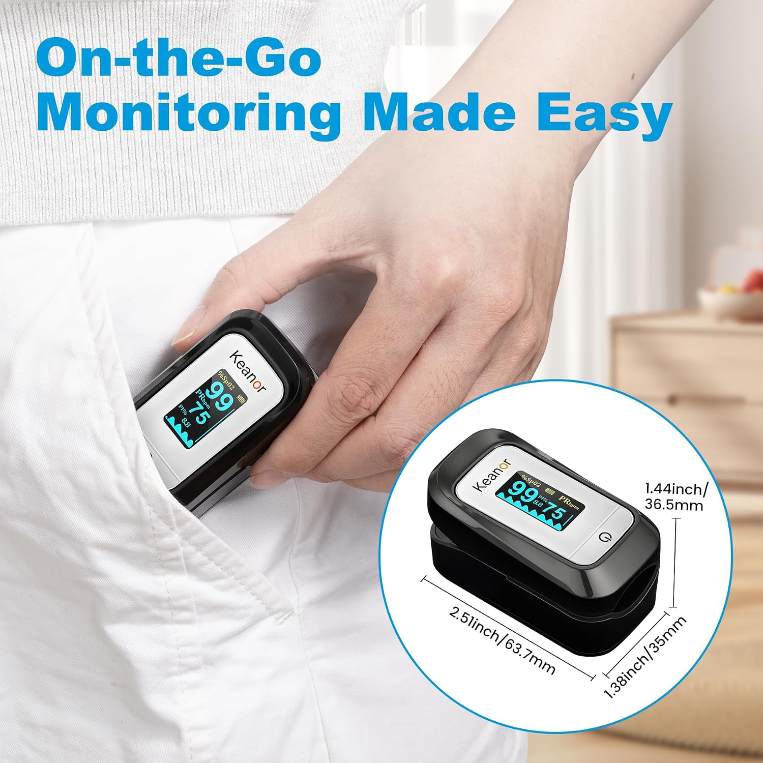 Thumbnail 6 de Keanor BSX251 Finger Pulse Oximeter with SpO2, Pulse Rate and PI