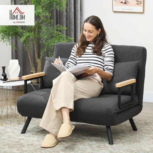 Detalle 2 de HOMCOM Sofá Cama Plegable 2 Plazas 🛋️ Gris Oscuro