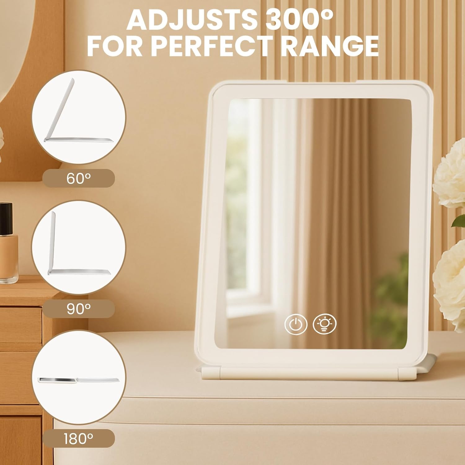Detalle de EYMUOBC Miroir Maquillage Lumineux 72 LED, 1500mAh – portable, pliable et rechargeable
