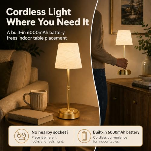 Thumbnail 1 de Litluzecozy Rechargeable Table Lamp 6000mAh, Gold 3000K – Cordless Bedside Lamp